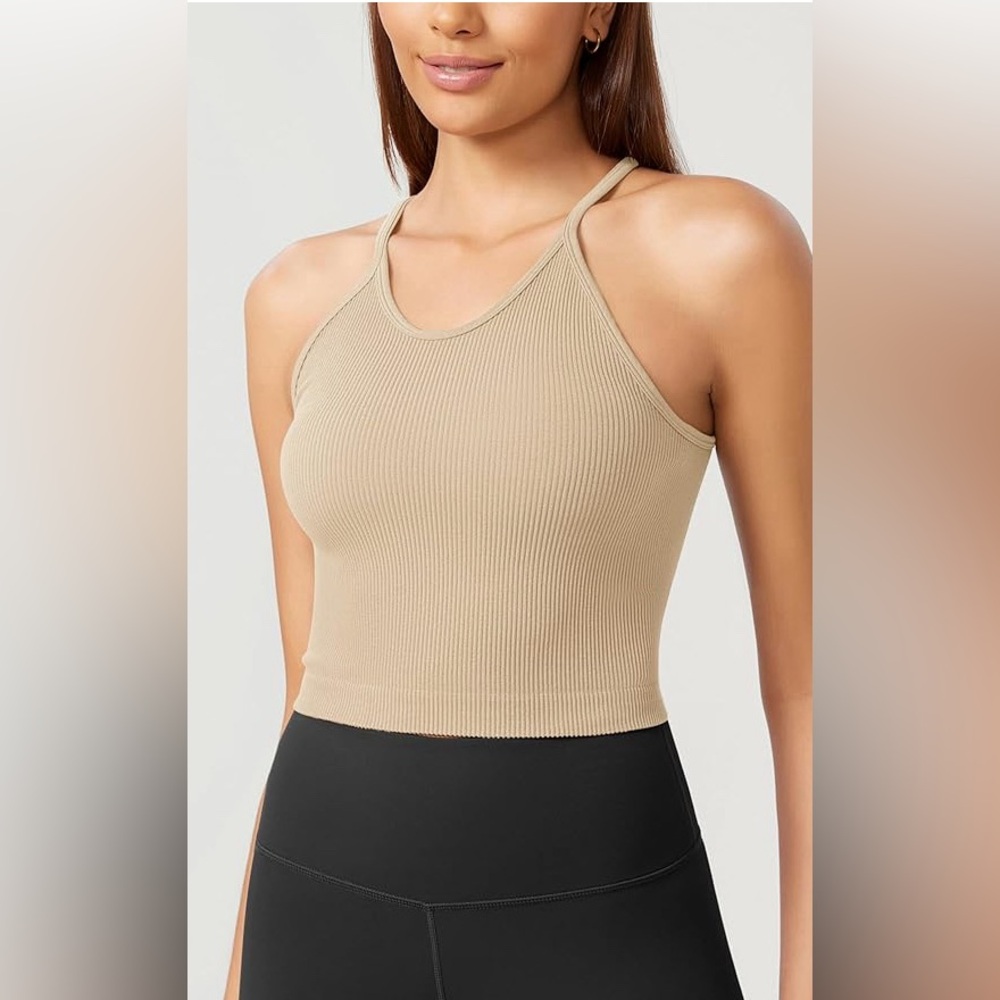 Ododos, Cropped Tank Top, Beige